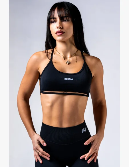 NEBBIA Open-back sportovní podprsenka POWER černá
