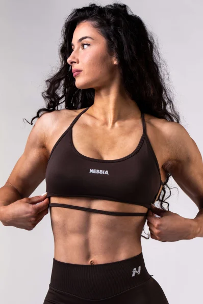 NEBBIA Open-back sportovní podprsenka POWER hnědá