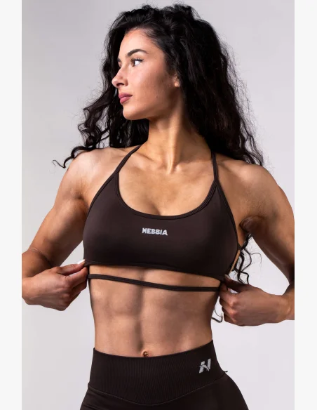 NEBBIA Open-back sportovní podprsenka POWER hnědá