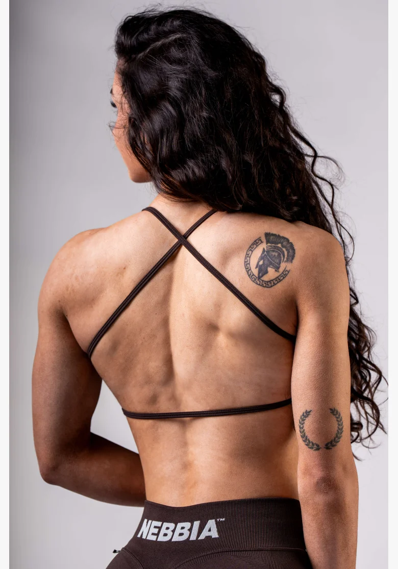 NEBBIA Open-back sportovní podprsenka POWER hnědá