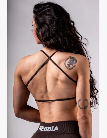 NEBBIA Open-back sportovní podprsenka POWER hnědá
