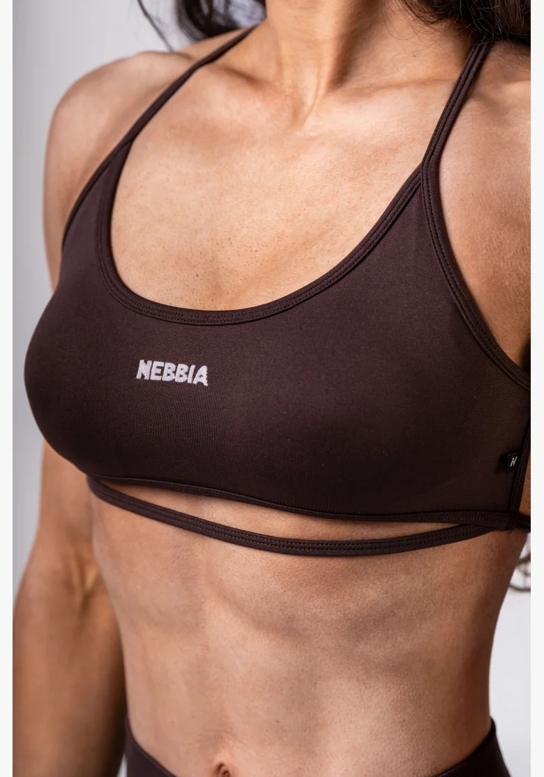 NEBBIA Open-back sportovní podprsenka POWER hnědá