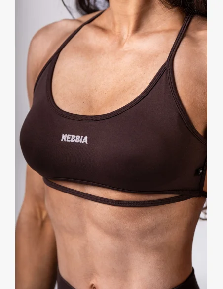 NEBBIA Open-back sportovní podprsenka POWER hnědá