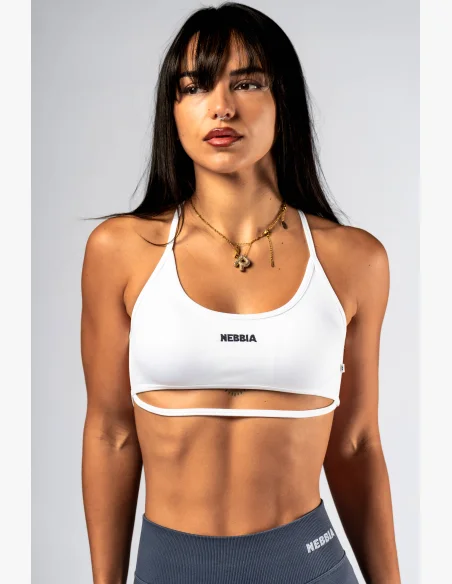 NEBBIA Open-back sportovní podprsenka POWER bílá