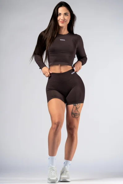 NEBBIA High-waist push-up šortky POWER hnědé