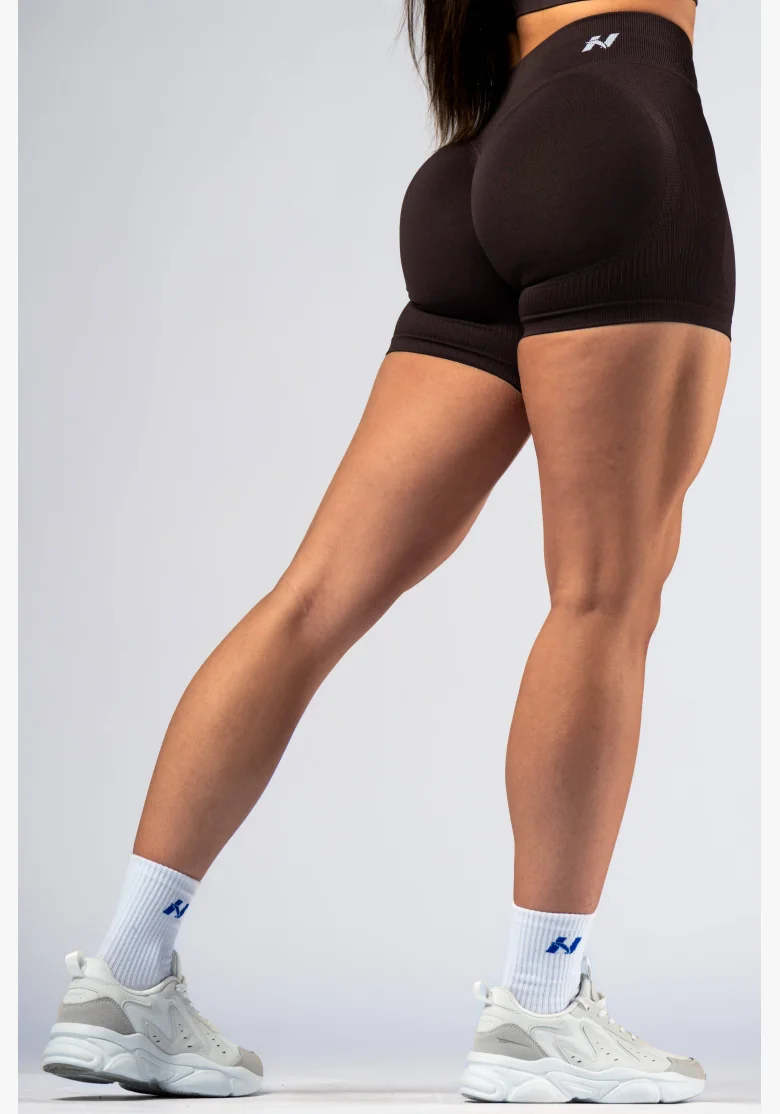 NEBBIA High-waist push-up šortky POWER hnědé