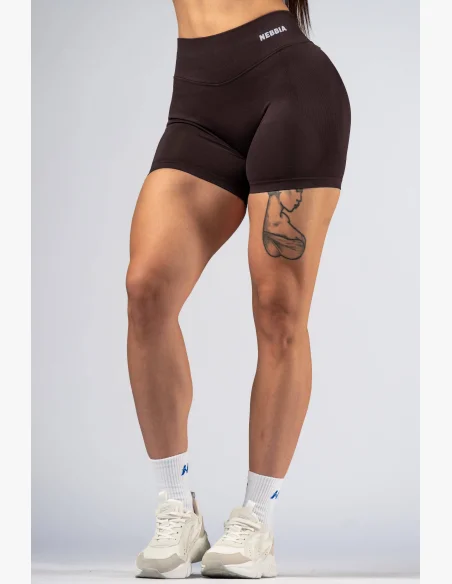 NEBBIA High-waist push-up šortky POWER hnědé