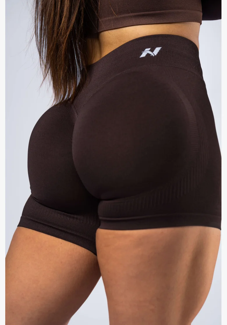 NEBBIA High-waist push-up šortky POWER hnědé