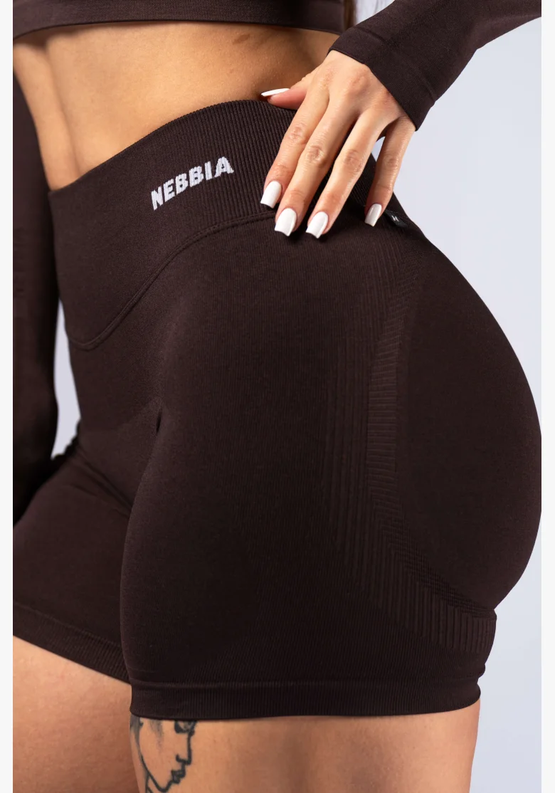 NEBBIA High-waist push-up šortky POWER hnědé