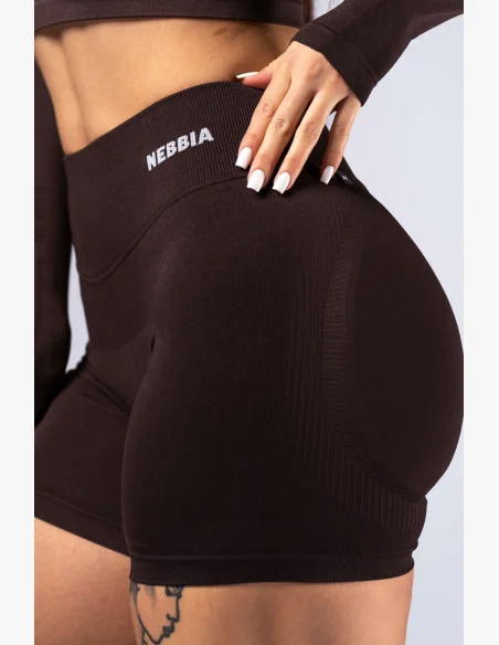 NEBBIA High-waist push-up šortky POWER hnědé