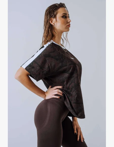 NEBBIA Relaxed fit tričko POWER camo hnědé