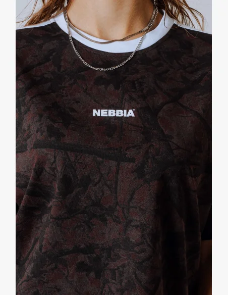 NEBBIA Relaxed fit tričko POWER camo hnědé