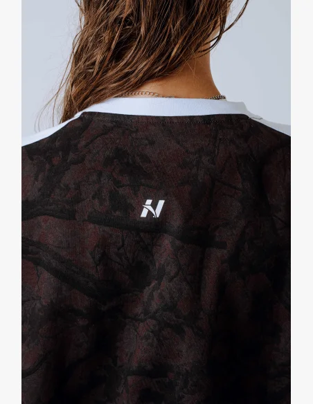 NEBBIA Relaxed fit tričko POWER camo hnědé