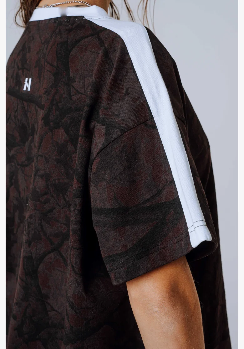 NEBBIA Relaxed fit tričko POWER camo hnědé