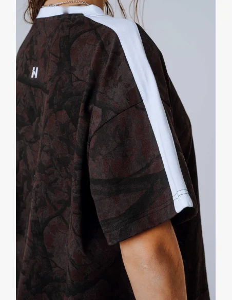 NEBBIA Relaxed fit tričko POWER camo hnědé