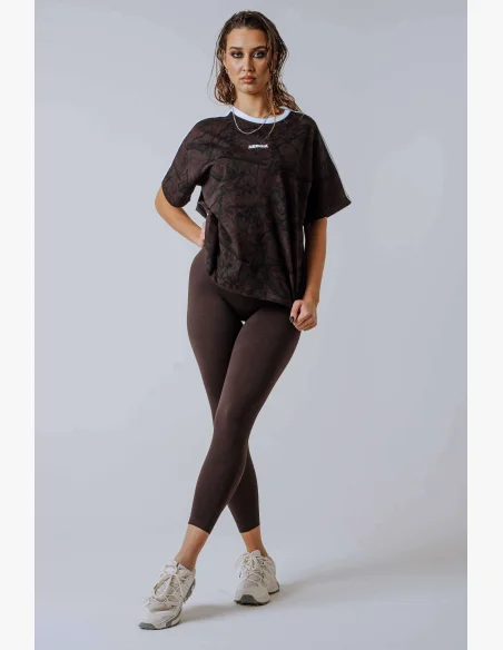 NEBBIA Relaxed fit tričko POWER camo hnědé