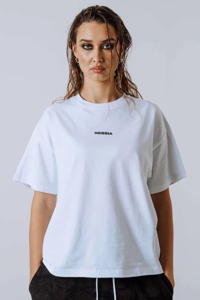 NEBBIA Relaxed fit tričko POWER bílé