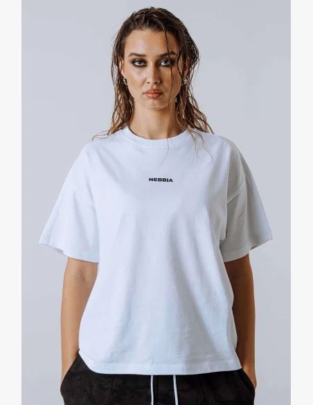 NEBBIA Relaxed fit tričko POWER bílé