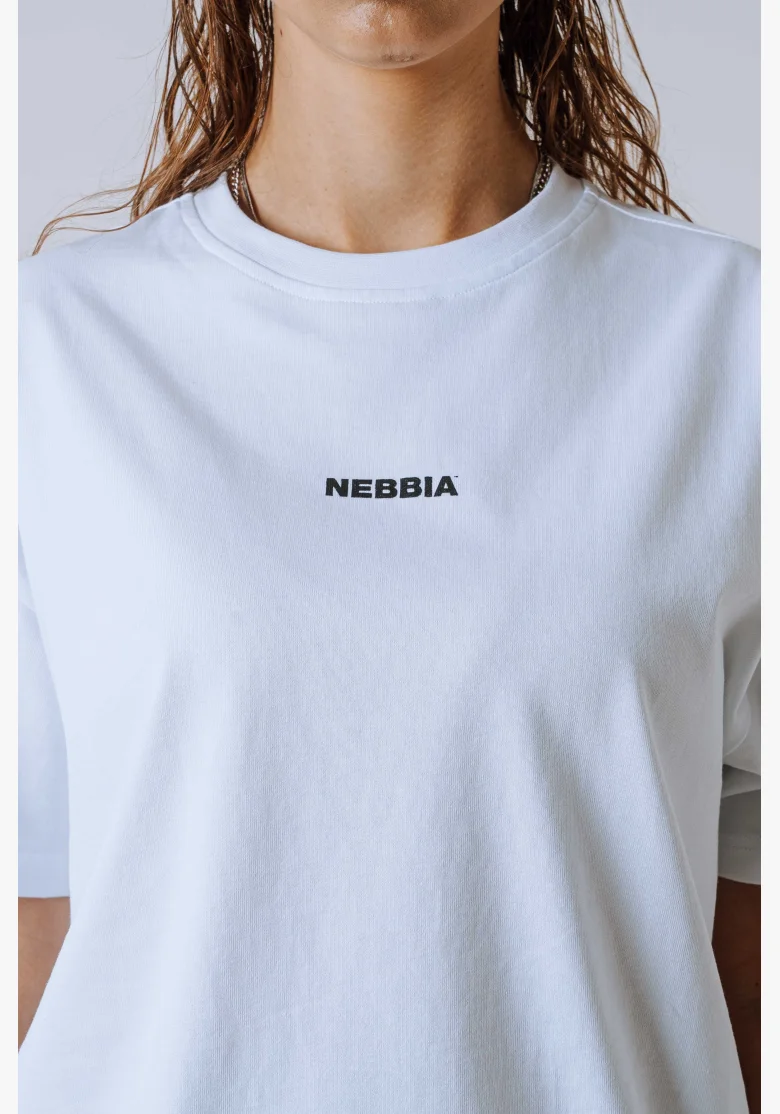 NEBBIA Relaxed fit tričko POWER bílé