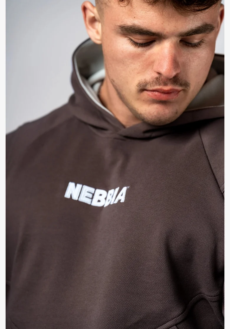 NEBBIA Mikina s kapucí HERO hnědá