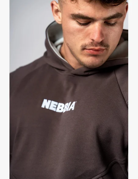 NEBBIA Mikina s kapucí HERO hnědá