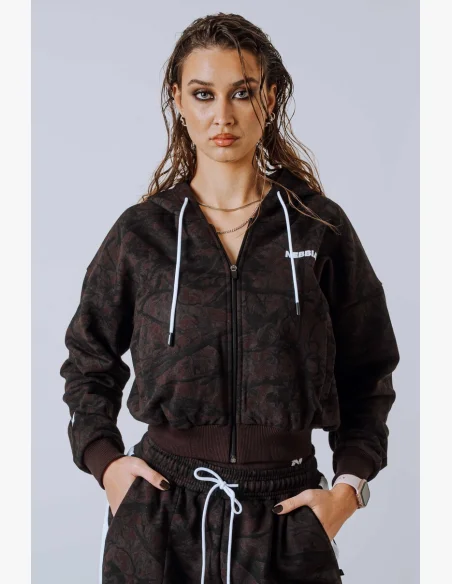 NEBBIA Mikina na zip s kapucí POWER camo tmavá
