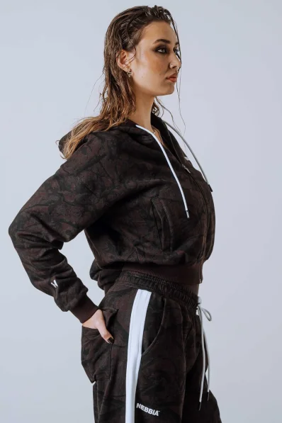NEBBIA Mikina na zip s kapucí POWER camo tmavá 2