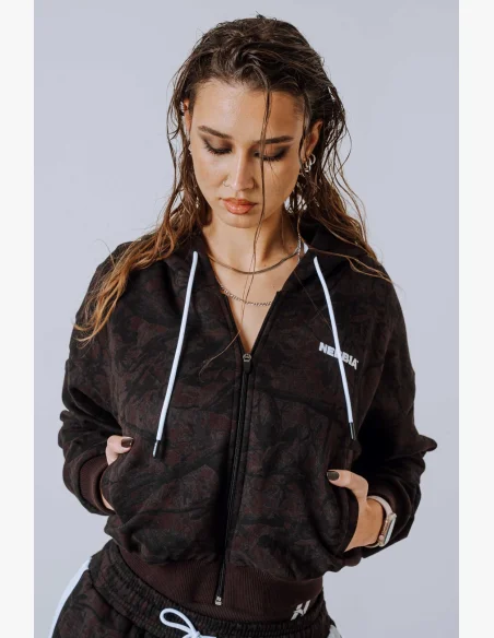 NEBBIA Mikina na zip s kapucí POWER camo tmavá