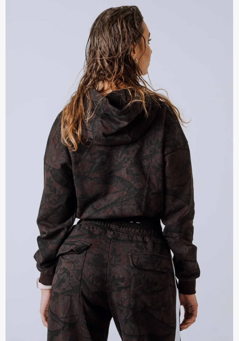 NEBBIA Mikina na zip s kapucí POWER camo tmavá
