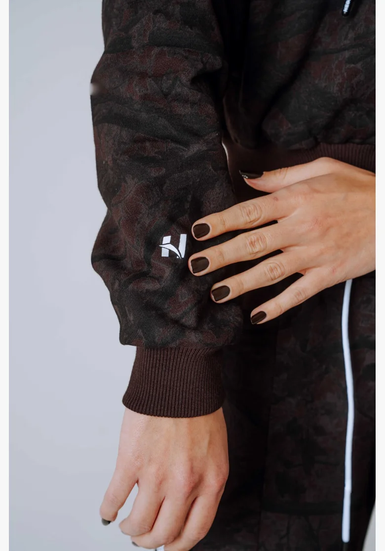 NEBBIA Mikina na zip s kapucí POWER camo tmavá