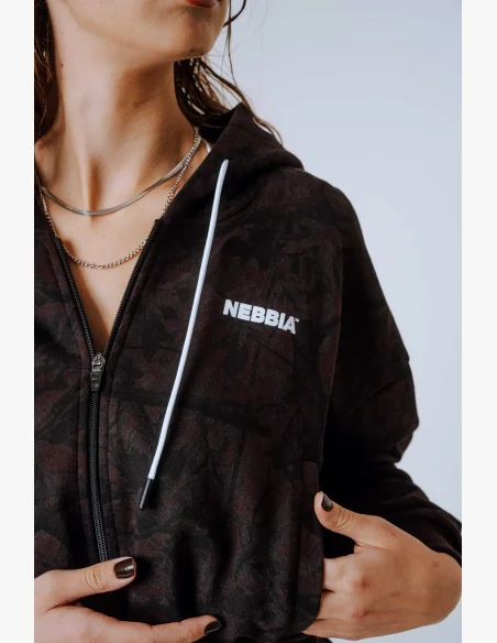 NEBBIA Mikina na zip s kapucí POWER camo tmavá