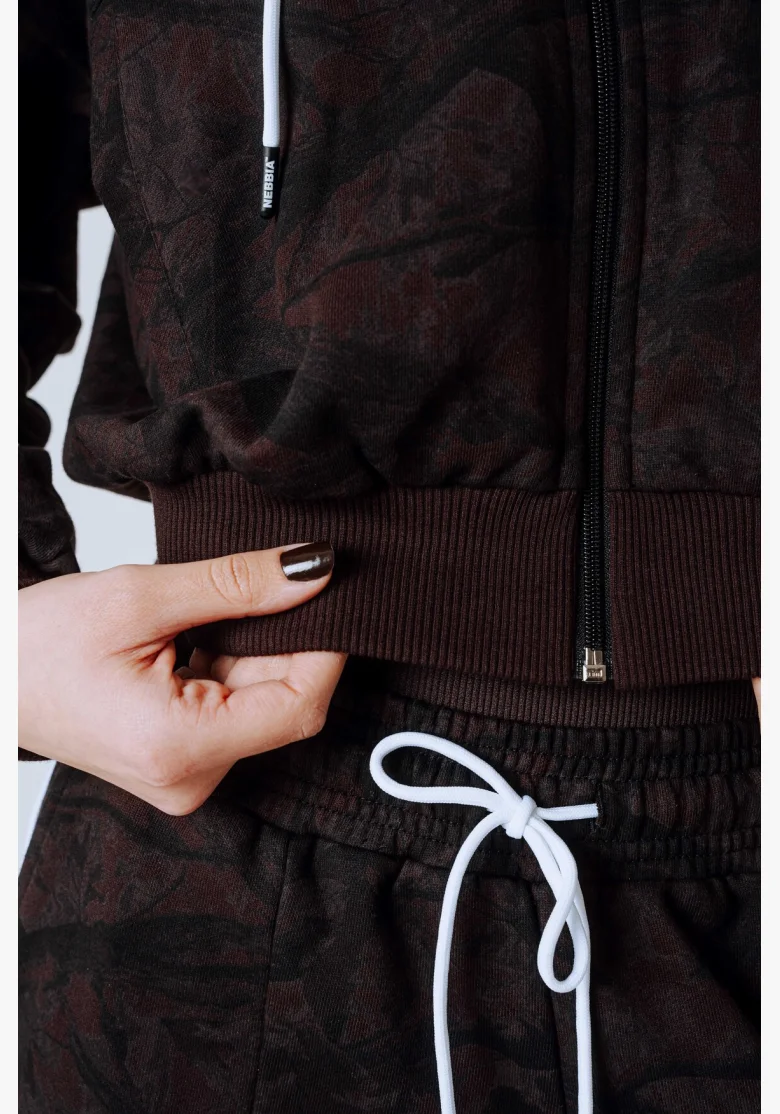 NEBBIA Mikina na zip s kapucí POWER camo tmavá
