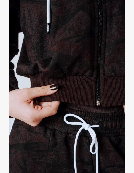 NEBBIA Mikina na zip s kapucí POWER camo tmavá