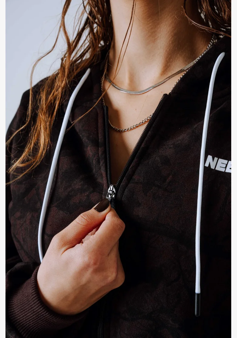 NEBBIA Mikina na zip s kapucí POWER camo tmavá