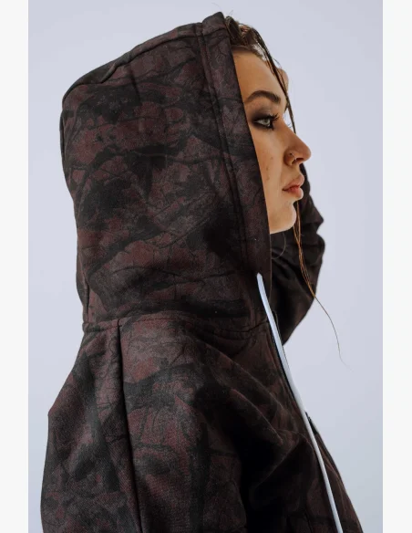 NEBBIA Mikina na zip s kapucí POWER camo tmavá