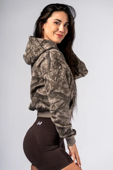 NEBBIA Mikina na zip s kapucí POWER camo bledá 2
