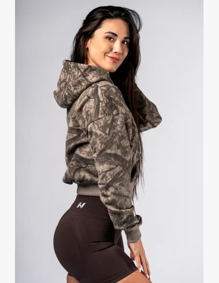 NEBBIA Mikina na zip s kapucí POWER camo bledá