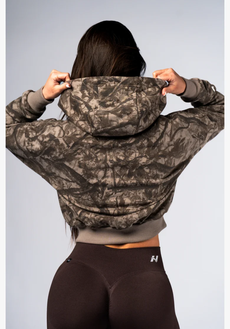 NEBBIA Mikina na zip s kapucí POWER camo bledá