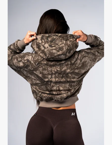 NEBBIA Mikina na zip s kapucí POWER camo bledá