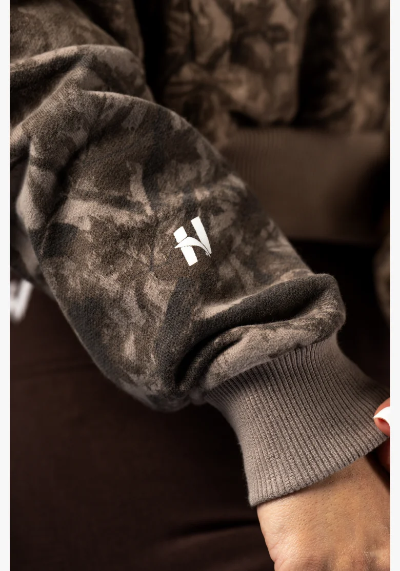 NEBBIA Mikina na zip s kapucí POWER camo bledá