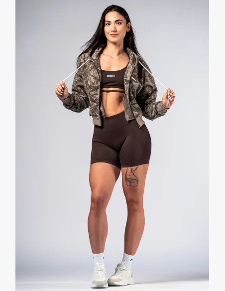 NEBBIA Mikina na zip s kapucí POWER camo bledá