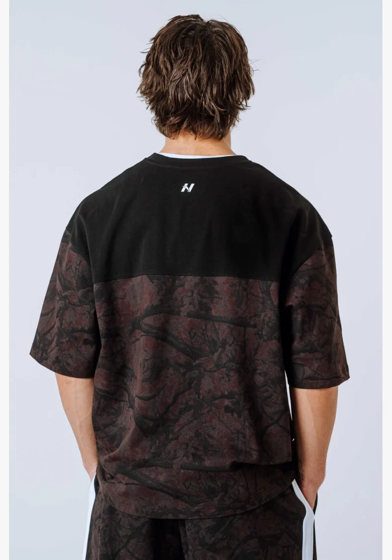 NEBBIA Oversized triko POWER camo tmavé