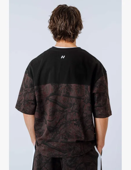 NEBBIA Oversized triko POWER camo tmavé