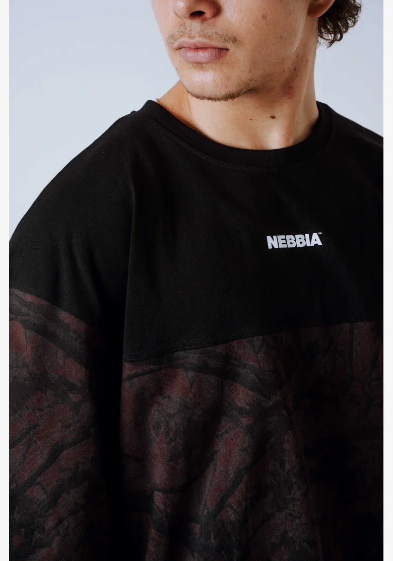 NEBBIA Oversized triko POWER camo tmavé