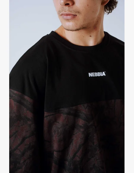 NEBBIA Oversized triko POWER camo tmavé