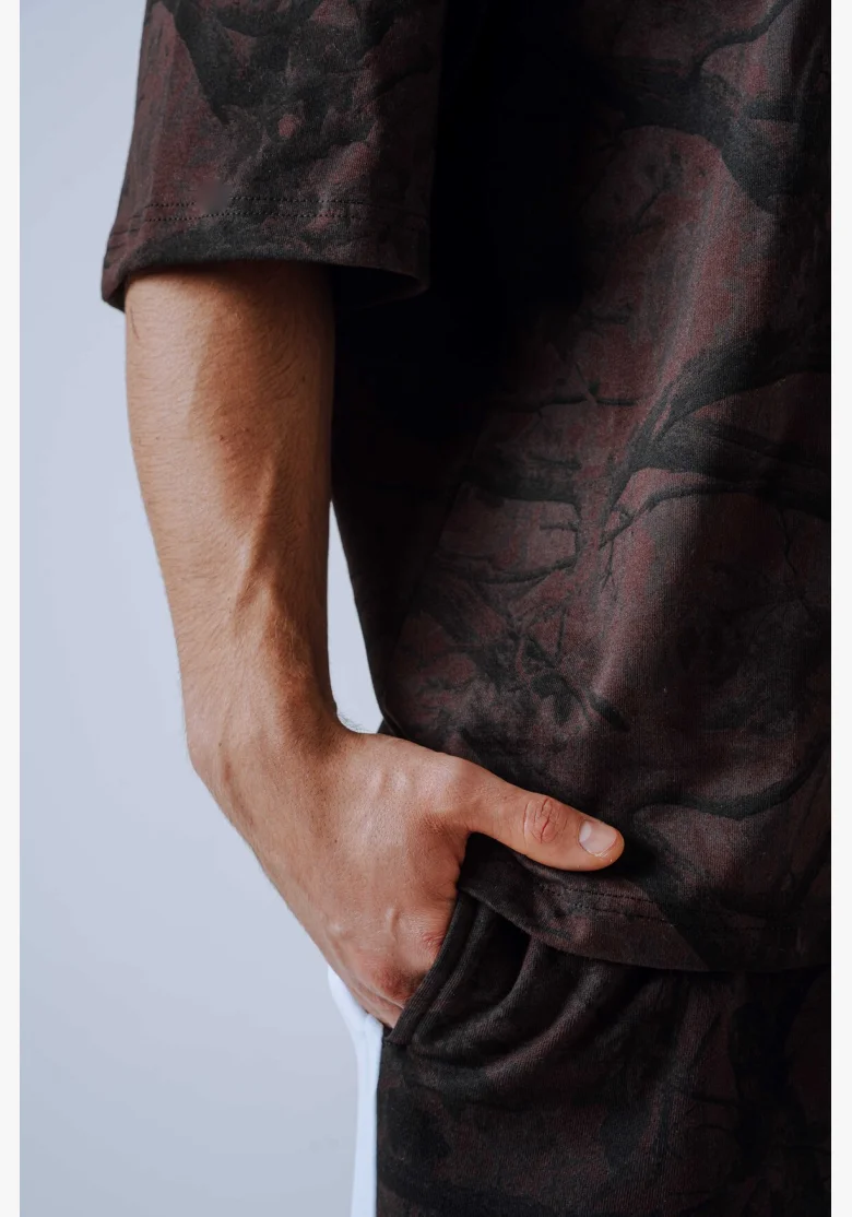 NEBBIA Oversized triko POWER camo tmavé