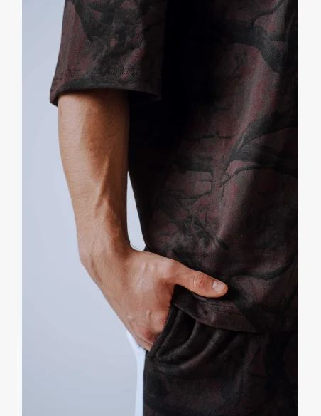 NEBBIA Oversized triko POWER camo tmavé