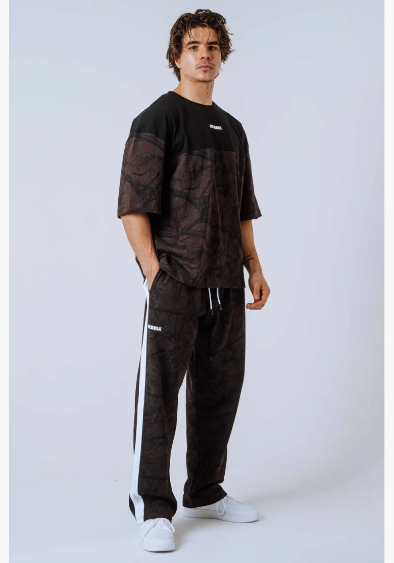 NEBBIA Oversized triko POWER camo tmavé