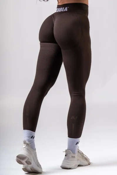 NEBBIA High-waist push-up legíny POWER hnědé 2