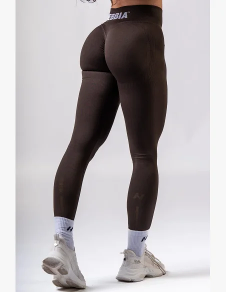 NEBBIA High-waist push-up legíny POWER hnědé
